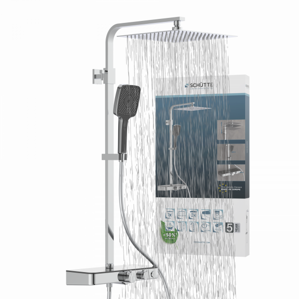 OCEAN Überkopf-Brauseset, mit Thermostatarmatur, Chrom/Anthrazit, mit Ablage