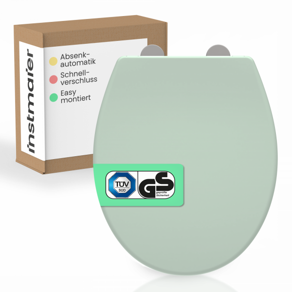 WC-Sitz Helma TÜV geprüft, in Salbei mit Absenkautomatik und Schnellverschluss, O-Form
