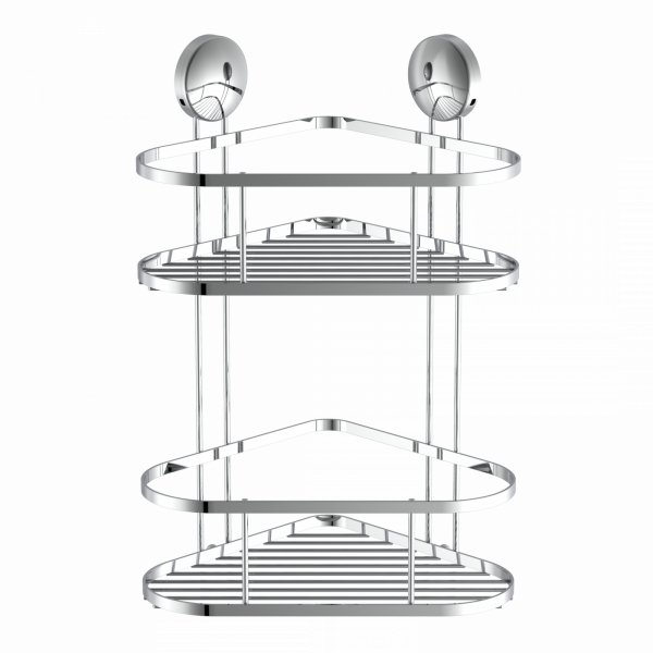 Dusch-Eckablage 2 Etagen, chrom, zum Kleben oder Schrauben