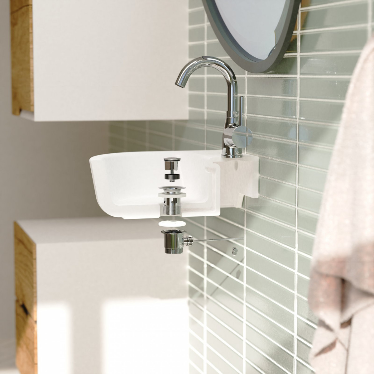 Exzentergarnitur, Chrom, 1 1/4