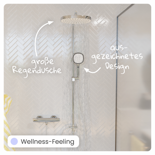 Regendusche Cleo, in Chrom/Weiß mit Drehumsteller