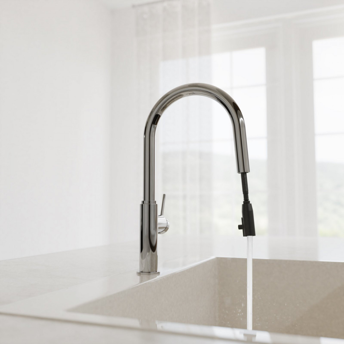 BLACKPOOL Spültischarmatur, Chrom, mit herausziehbarem Auslauf