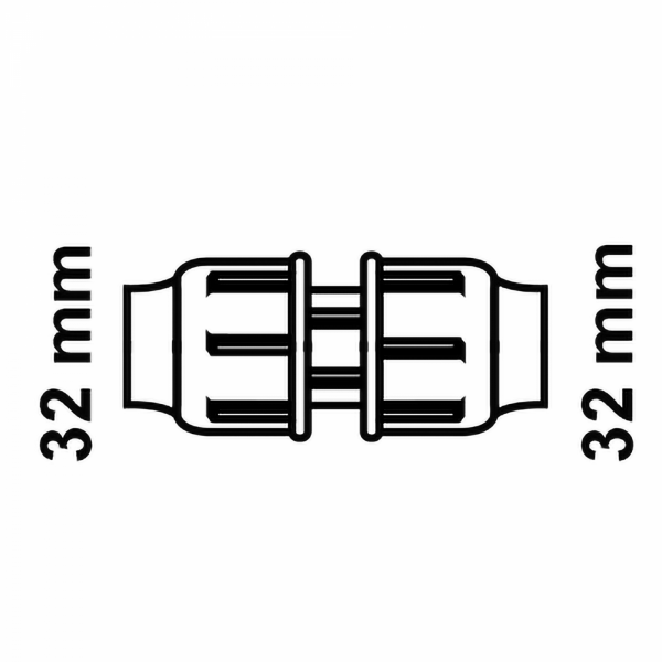 Verbindungsstück, 32 mm, Klemmfitting für HDPE