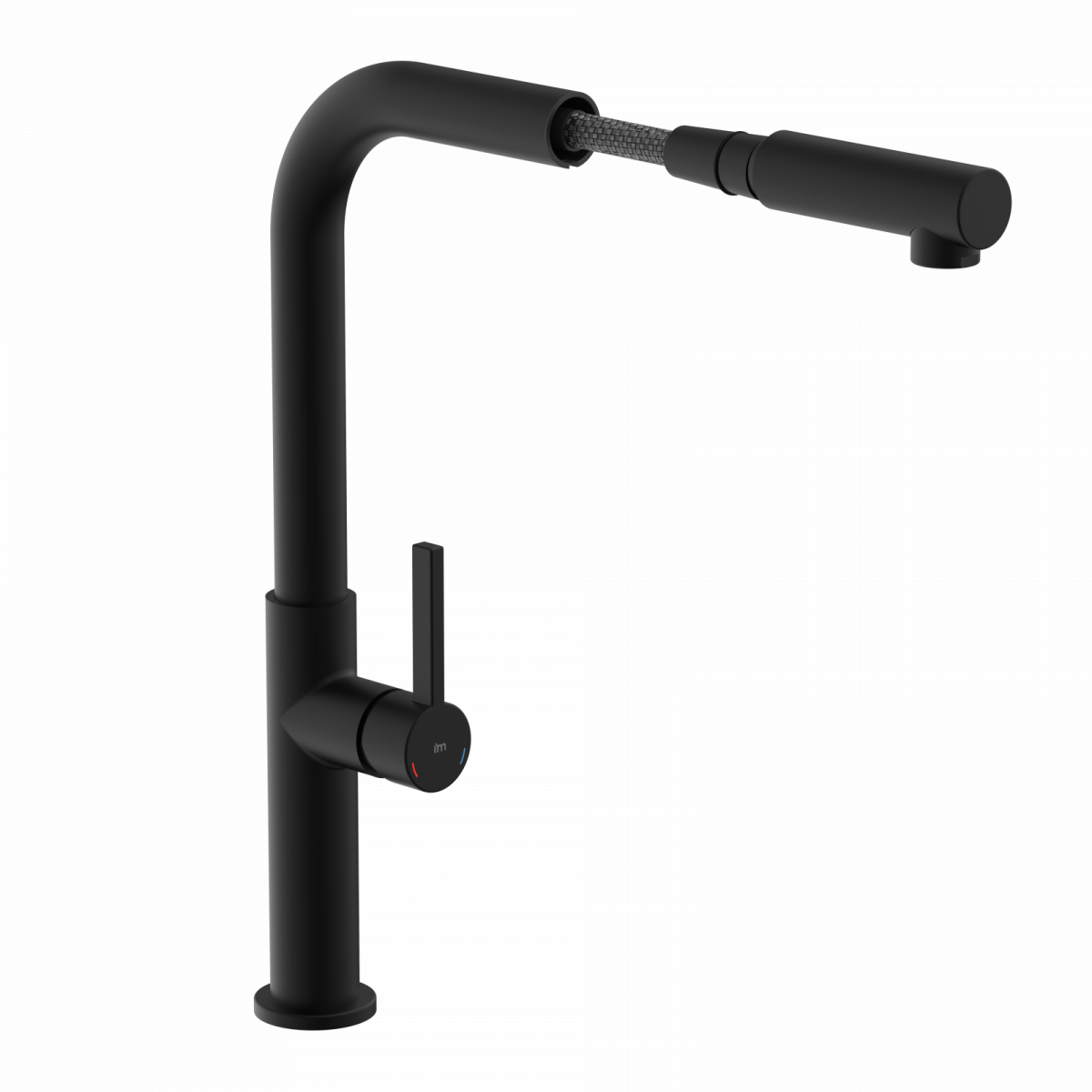 Küchenarmatur Cassia, in Schwarz matt mit herausziehbarer Geschirrbrause, Hochdruck