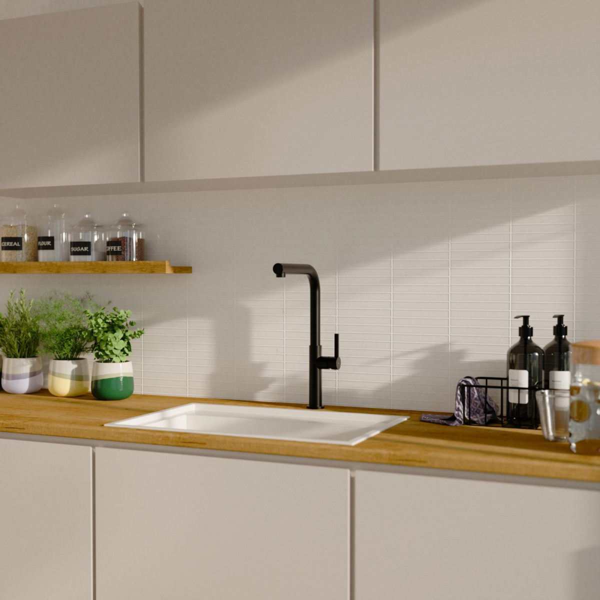 Küchenarmatur Cassia, in Schwarz matt mit herausziehbarer Geschirrbrause, Hochdruck