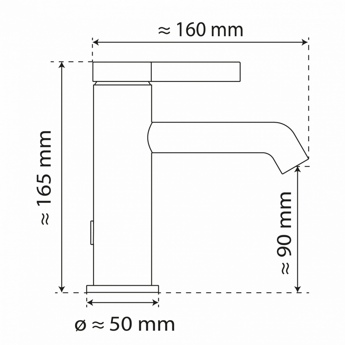 WT 11 in Schwarz, Waschtischarmatur mit minimalistischem Design