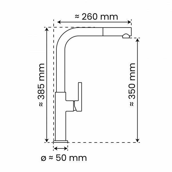 Küchenarmatur Cassia, in Schwarz matt mit herausziehbarer Geschirrbrause, Hochdruck
