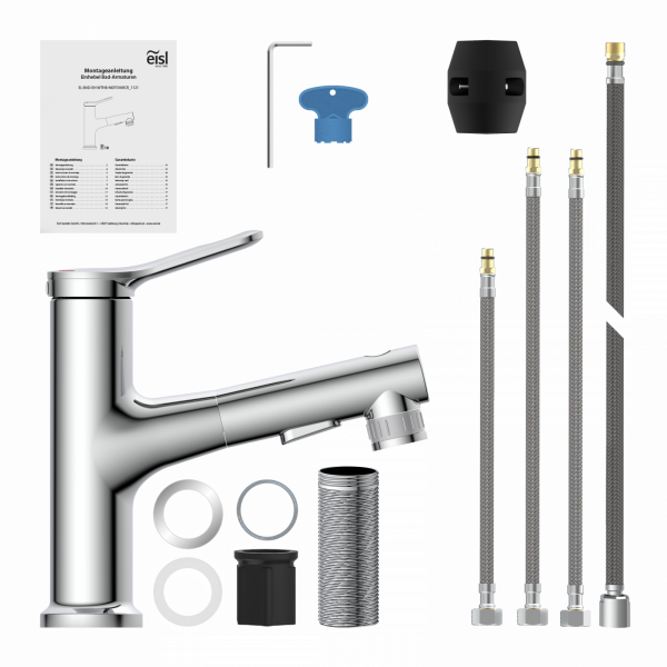 Waschtischarmatur VARIABILE, mit herausziehbarer Haarbrause, Chrom
