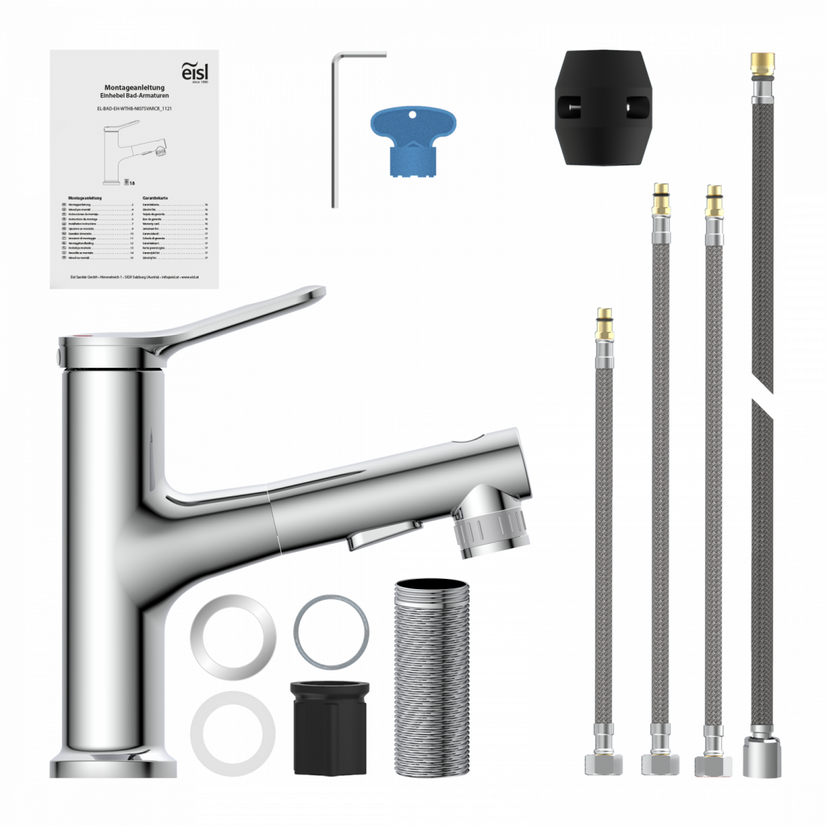 Waschtischarmatur VARIABILE, mit herausziehbarer Haarbrause, Chrom