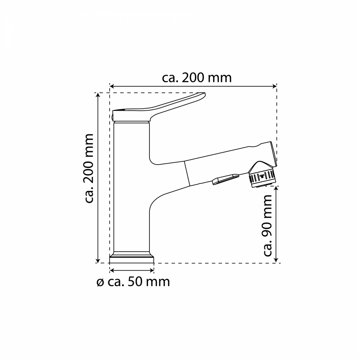Waschtischarmatur VARIABILE, mit herausziehbarer Haarbrause, Chrom