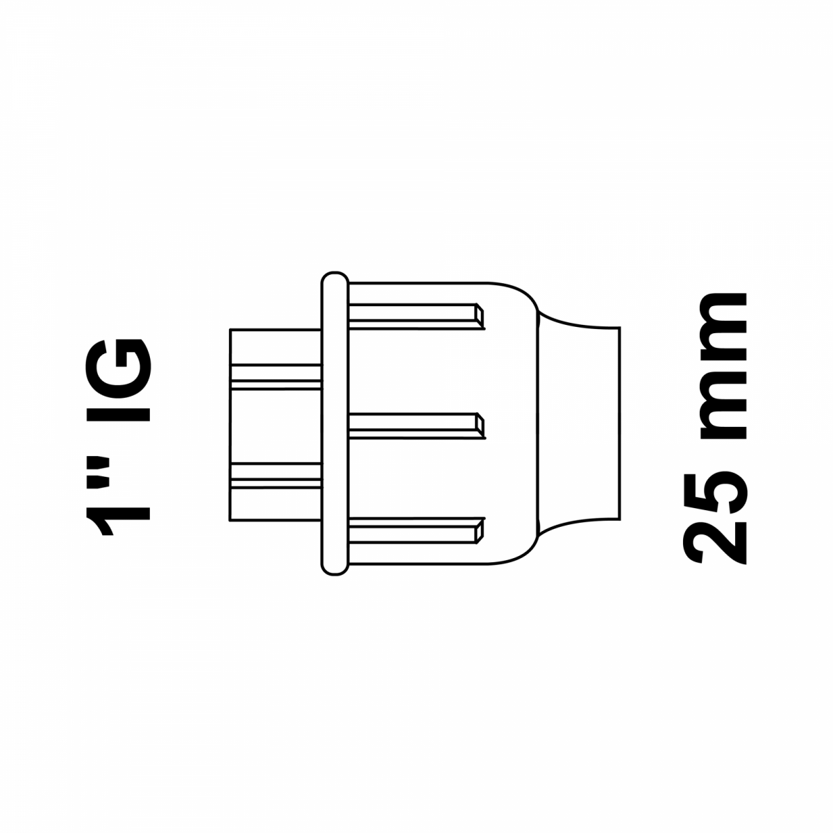 Übergangsstück, 25 mm auf 1" IG, Klemmfitting für HDPE"