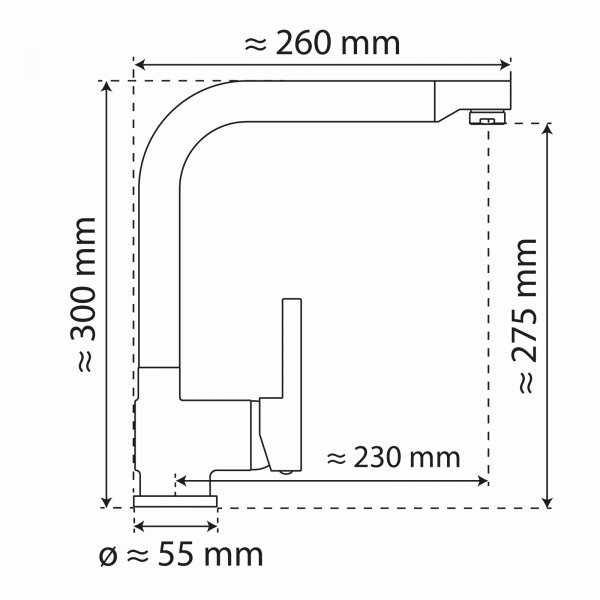 WK 4 in Schwarz, Küchenarmatur mit zeitlosem L-Auslauf