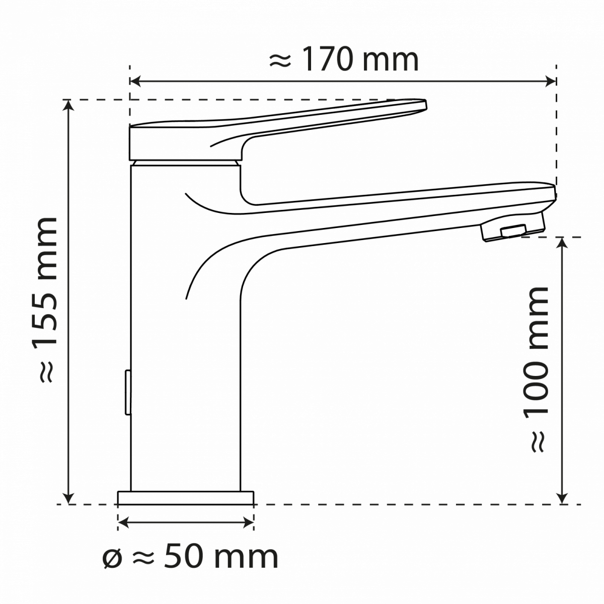 WT 12 in Schwarz, Waschtischarmatur mit schlankem Design