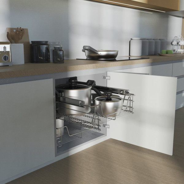 Teleskopschublade, Chrom, für 50 cm Schrank