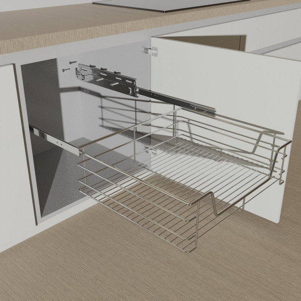 Teleskopschublade, Chrom, für 50 cm Schrank