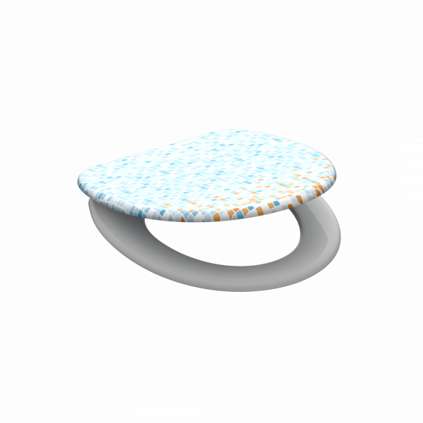 Duroplast WC-Sitz MOSAIK BLAU-ORANGE, mit Absenkautomatik