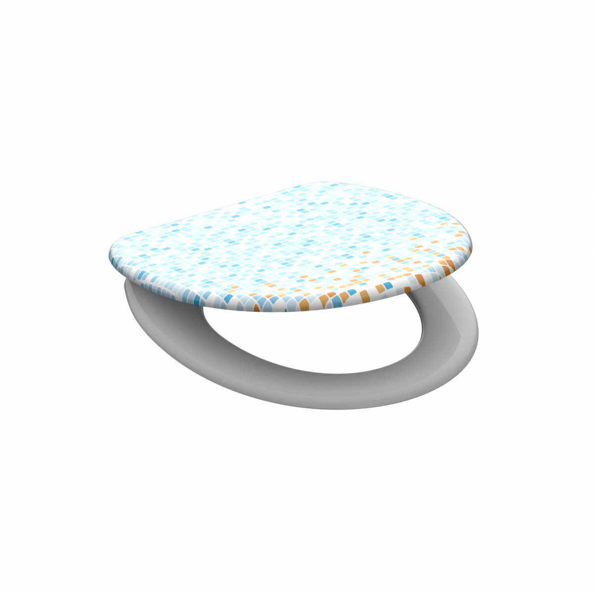 Duroplast WC-Sitz MOSAIK BLAU-ORANGE, mit Absenkautomatik