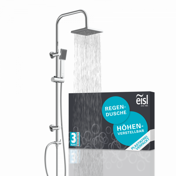 Überkopf-Brauseset EASY ENERGY, Regendusche, großer Duschkopf, Chrom