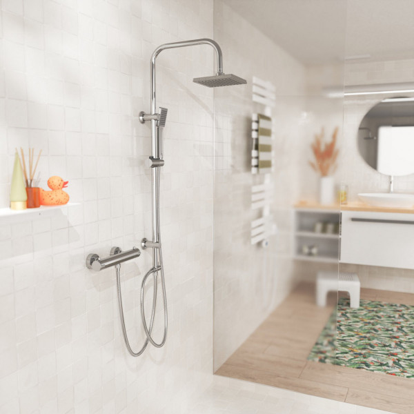 Überkopf-Brauseset EASY ENERGY, Regendusche, großer Duschkopf, Chrom