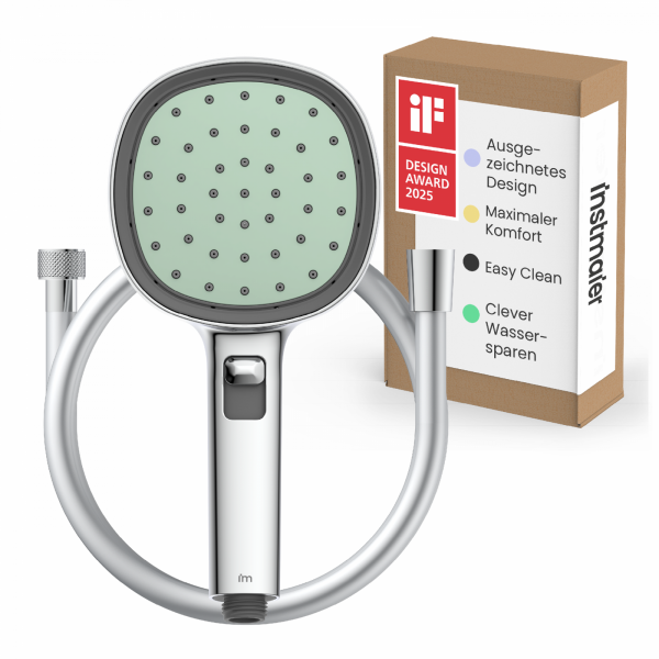 Duschbrause Set Cleo, in Chrom/Salbei mit Schlauch und 3 Strahlarten