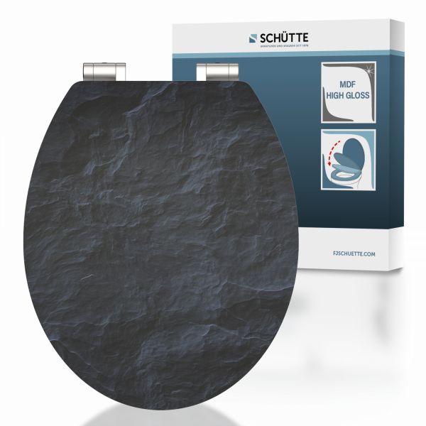 MDF High Gloss WC-Sitz BLACK STONE, mit Absenkautomatik