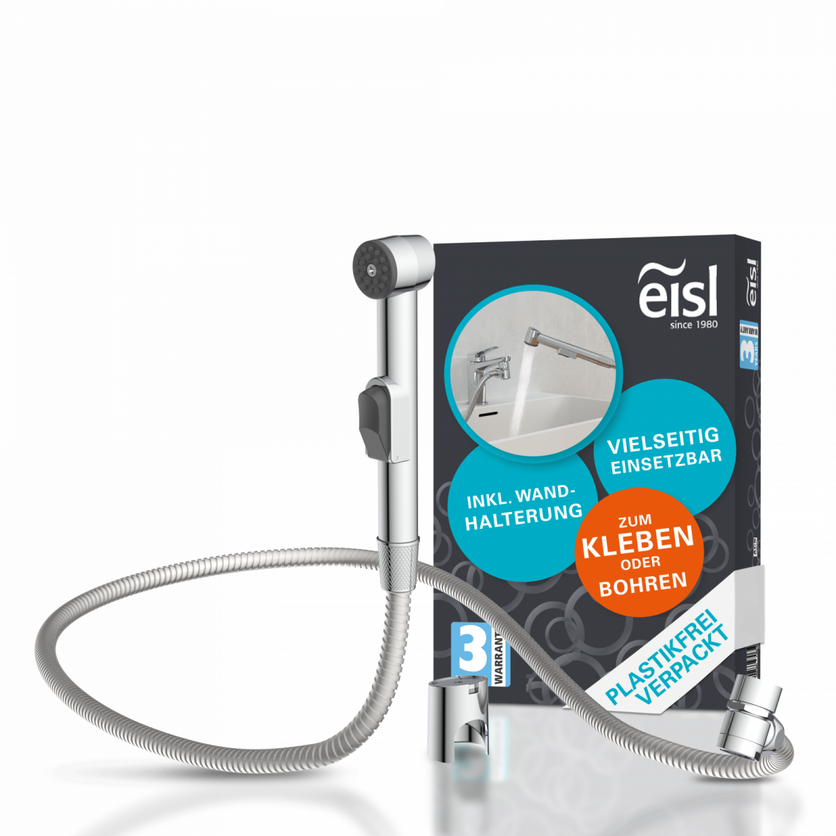 Waschbecken Handbrause, Bidet Handbrause, mit Wandhalterung und Brauseschlauch, Chrom