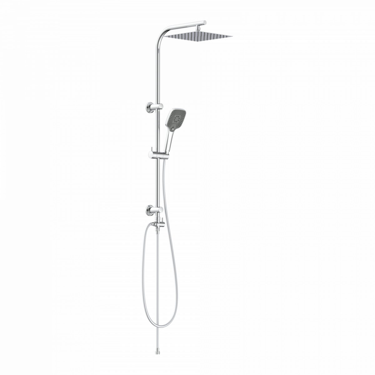 Überkopf-Brauseset EASY DELUXE, Regendusche, großer Duschkopf, Chrom