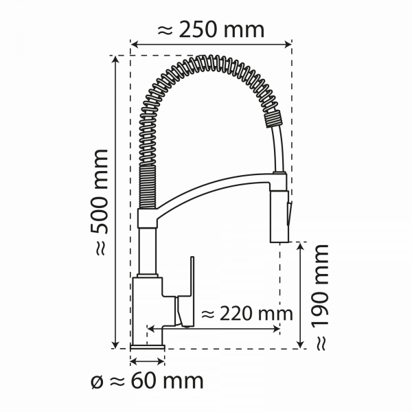 WK 3 in Edelstahloptik, Küchenarmatur mit innovativem Spiralfeder-Design