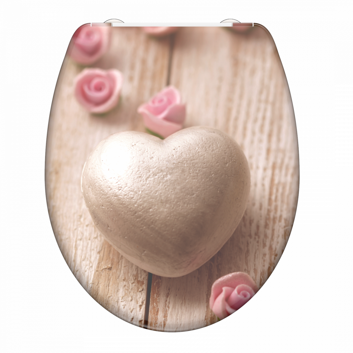 Duroplast WC-Sitz ROMANTIC, Herz Motiv, mit Absenkautomatik und Schnellverschluss