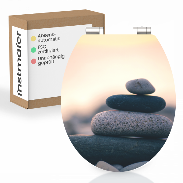 MDF WC Sitz mit Stapel-Steine-Motiv, mit FSC-Zertifizierung