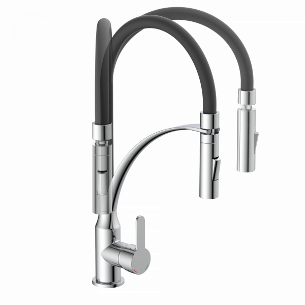 Spültischarmatur CARNEO, Chrom/Schwarz oder Chrom/Hellgrau