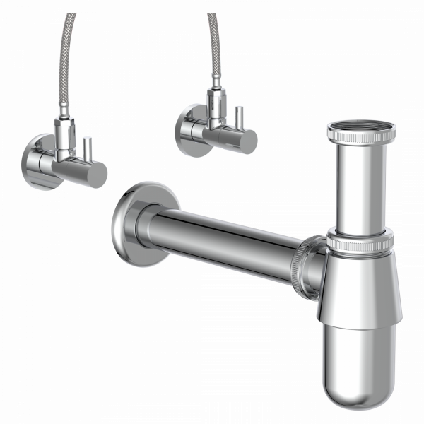Flaschensiphon, Chrom, 1 1/4" x 32 mm, Siphons, wasseranschluss"