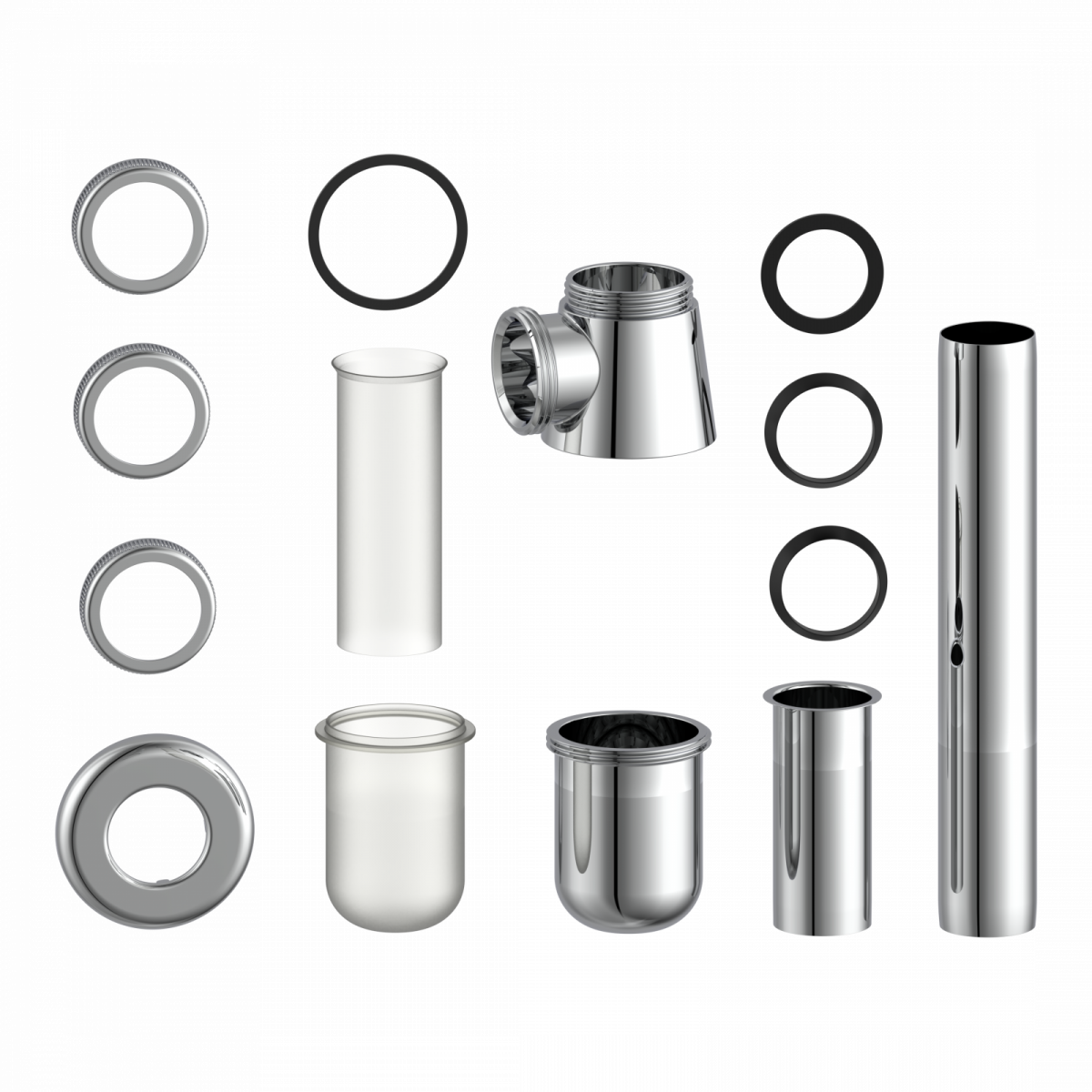 Flaschensiphon, Chrom, 1 1/4" x 32 mm, Siphons, wasseranschluss"