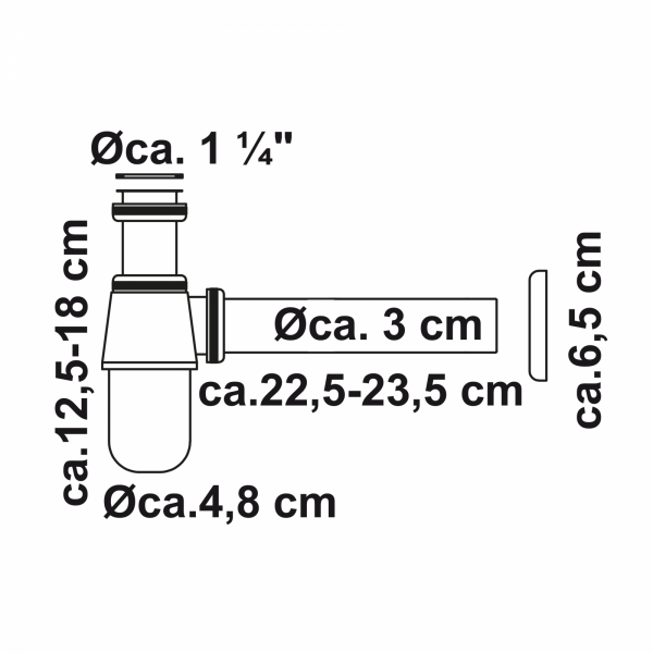 Flaschensiphon, Chrom, 1 1/4" x 32 mm, Siphons, wasseranschluss"