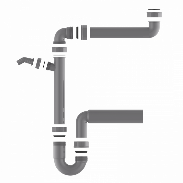 ECO-SAVE KS Raumspar-Spültisch-Röhrensiphon 50mm, Grau