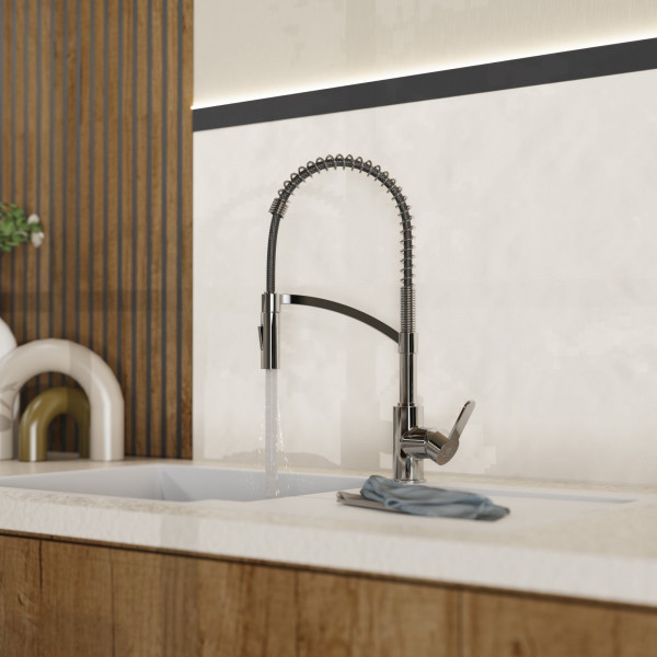 WK 3 in Chrom, Küchenarmatur mit innovativem Spiralfeder-Design
