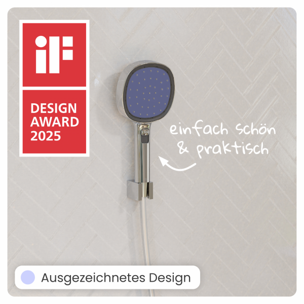 Duschbrause Set Cleo, in Chrom/Indigo mit Schlauch und 3 Strahlarten