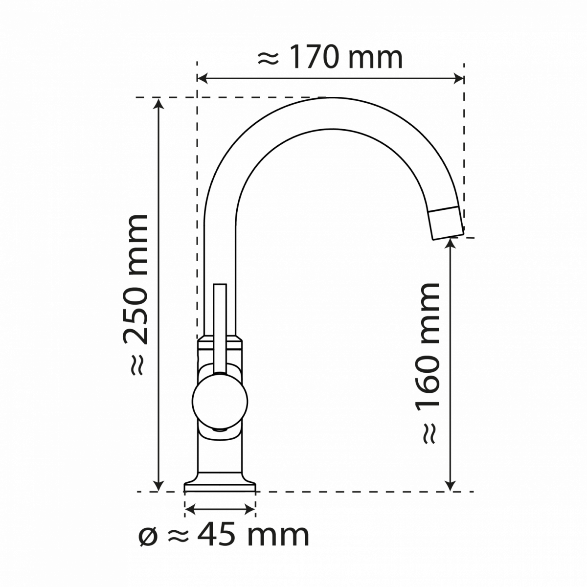 WT 14 in Chrom, Waschtischarmatur mit Rundbogenauslauf