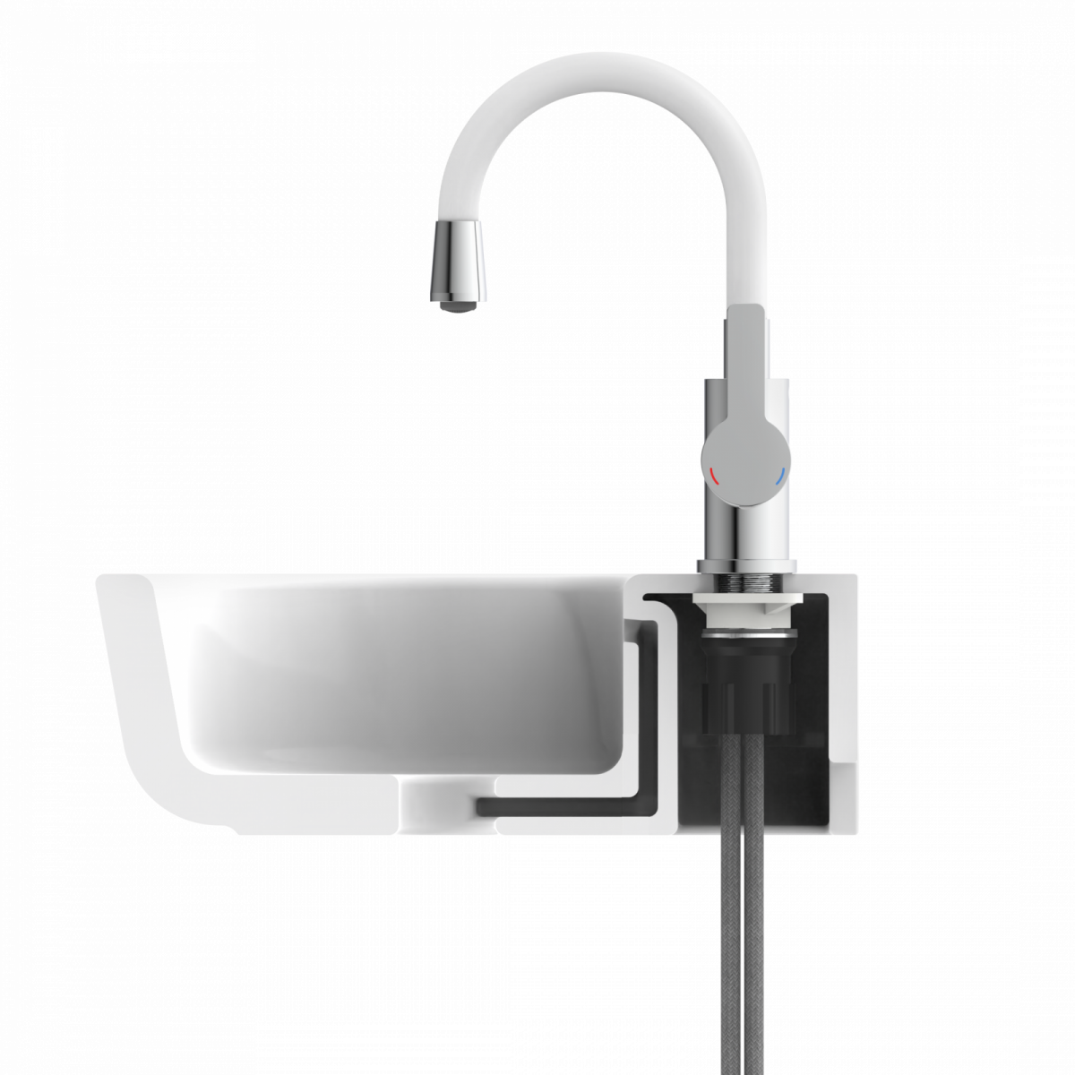 Waschtischarmatur FLEXO, Chrom/Weiß