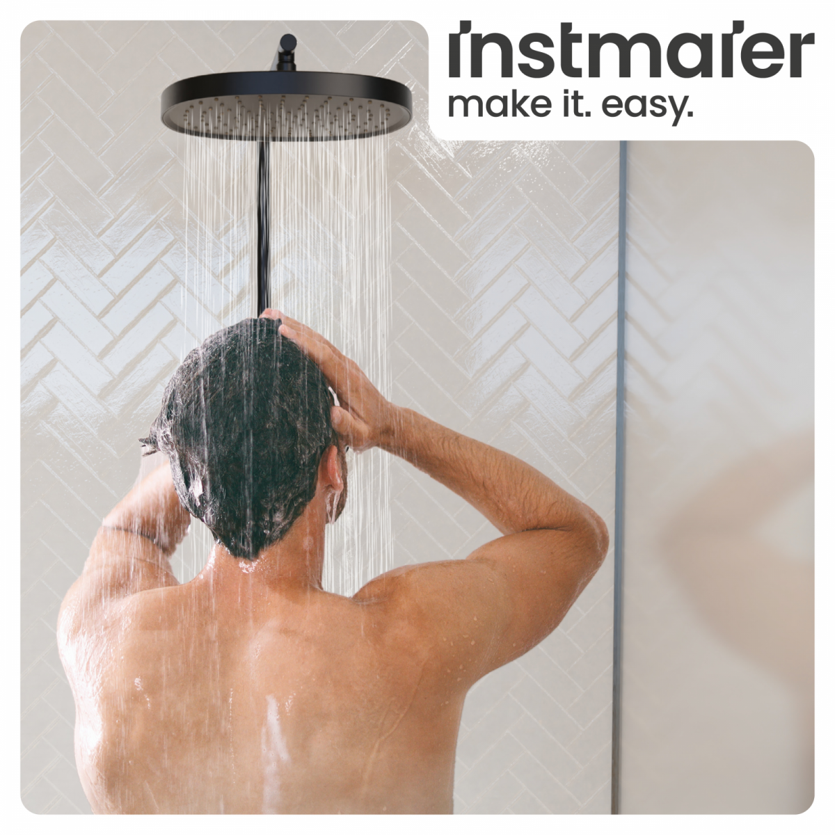 Regendusche Cleo, in Schwarz matt mit Drehumsteller