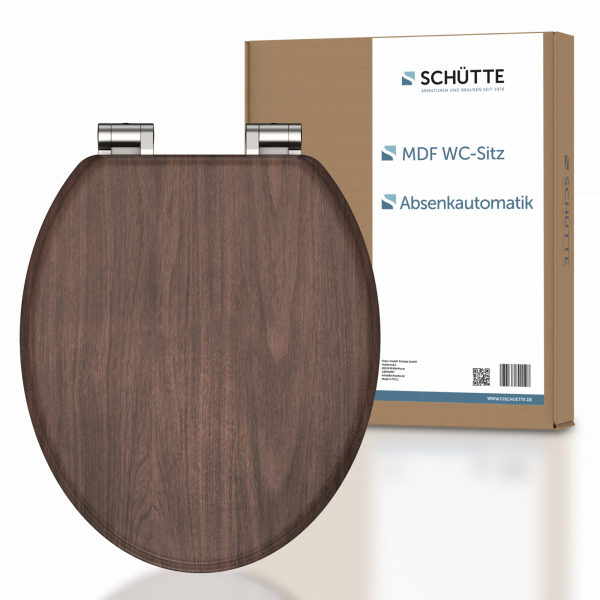 MDF WC-Sitz DARK WOOD, mit Absenkautomatik
