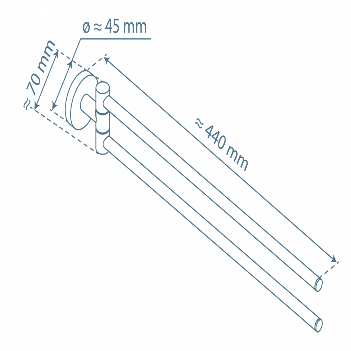 LONDON Handtuchhalter zweiarmig, Chrom