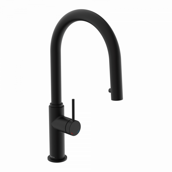 BLACKPOOL Spültischarmatur, Schwarz matt, mit herausziehbarem Auslauf