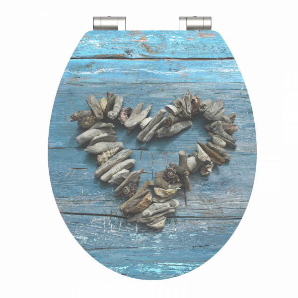 MDF High Gloss WC-Sitz mit Herz Motiv, SHELL HEART, mit Absenkautomatik