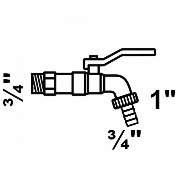 Kugel-Auslaufhahn 3/4"AG x 1"AG x 3/4"T"