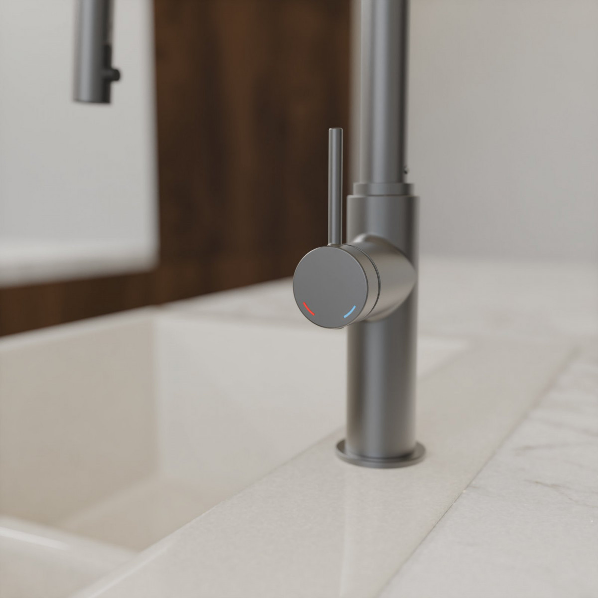 BLACKPOOL Spültischarmatur, Graphit matt, mit herausziehbarem Auslauf