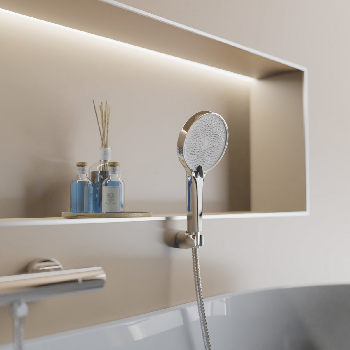 SAMOA RAIN Duschkopf, wassersparend, Chrom/weiß