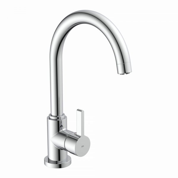 Küchenarmatur Leona, in Chrom mit Rundbogenauslauf, Niederdruck