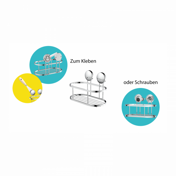 Dusch-Wandablage, chrom, zum Kleben oder Schrauben