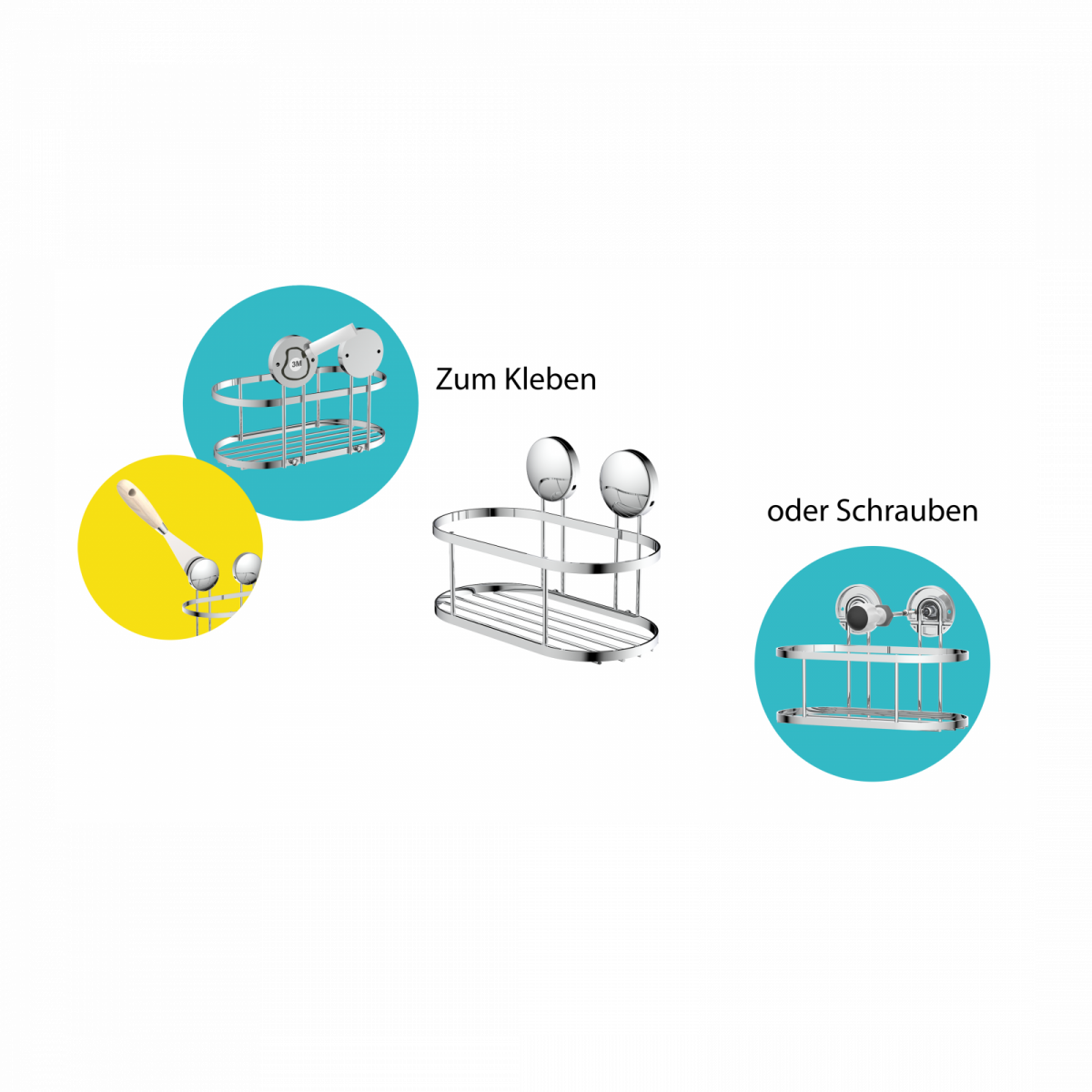 Dusch-Wandablage, chrom, zum Kleben oder Schrauben